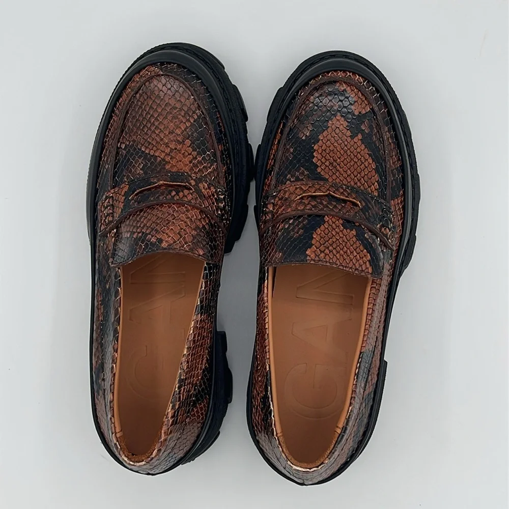 Ganni Embossed Snake Chunky Loafer